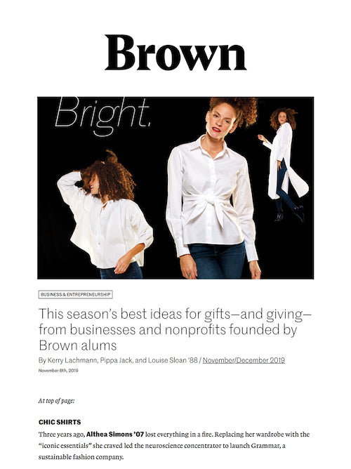Grammar in Brown Alumni Magazine- sustainable gift giving