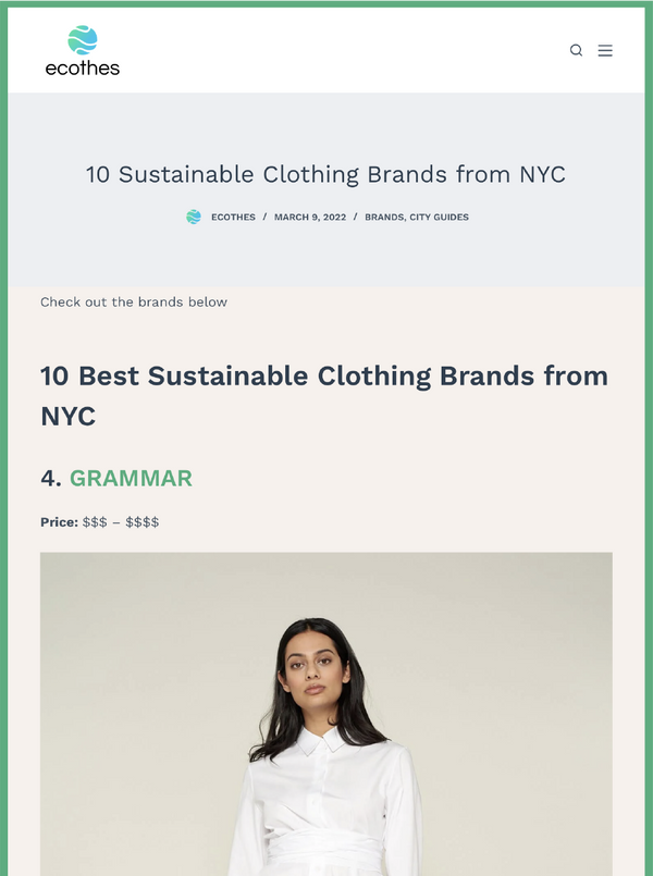 EClothes - 10 Sustainable Clothing Brands from NYC - March 9, 2022