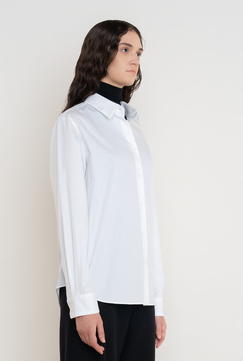 woman white dress shirt Henry Segal Women's Customizable Long Sleeve Band Collar J.VER White Button Down Shirts