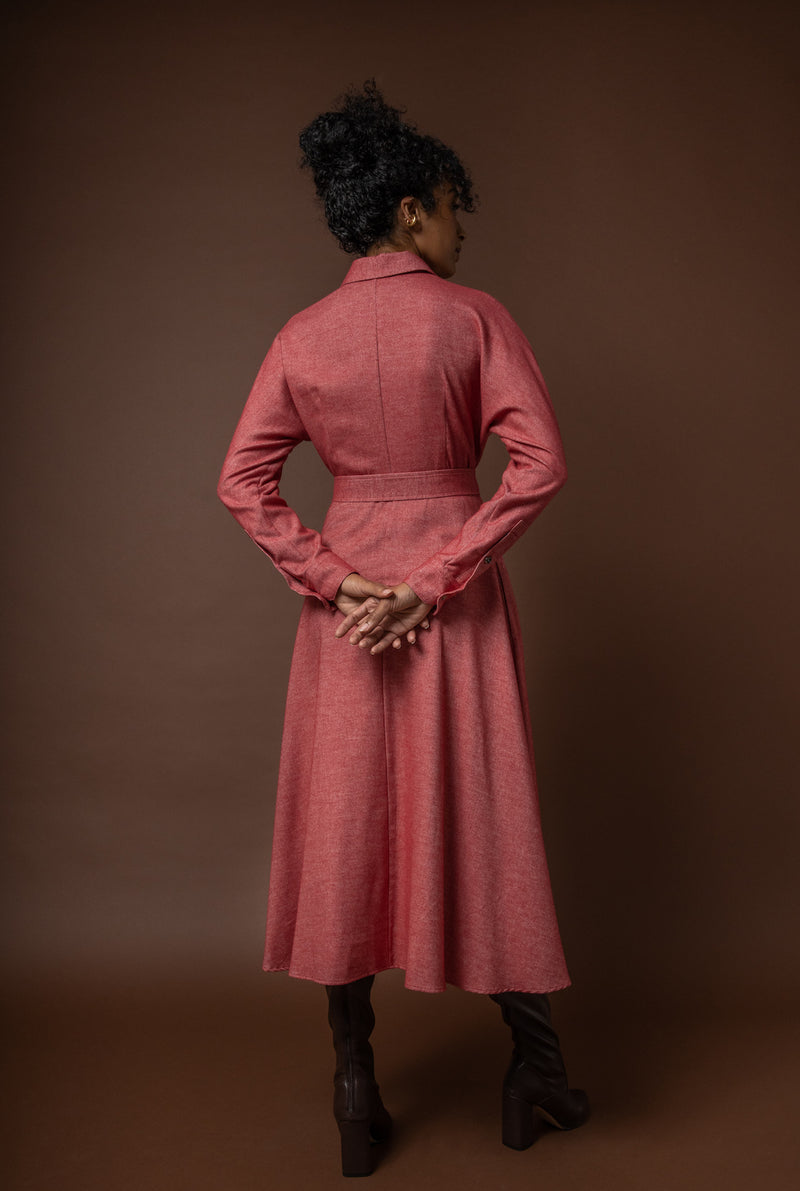 The Flannel Feminine Dress in Oxblood